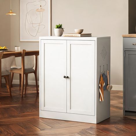 Buffet coloris blanc en métal 70 x 35 x 88 cm (1/5)