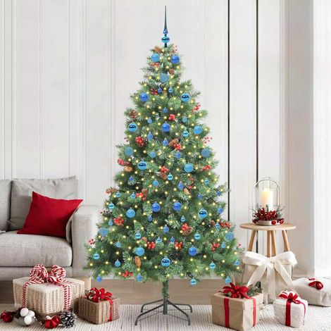 vidaXL Sapin de Noël artificiel 300 LED Blanc chaud PVC et métal Vert (1/5)