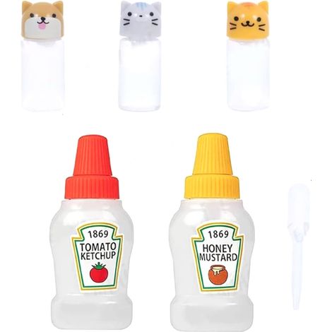 Bouteilles Sauce Soja Mini Bento en Plastique, Distributeur Vinaigrette à Presser, Contenants Portable pour Sauce Salade (1/5)