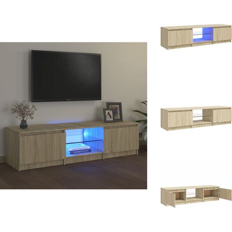 TV-Schrank mit LED-Leuchten Sonoma-Eiche 140x40x35,5 cm - TV Schrank - Holz Sideboard - Fernseher Standregal - Wohnzimmer Möbel - Smart Home Deko (1/5)