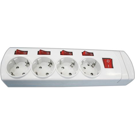 4 Schuko-Steckdosenleisten mit 4 Schaltern und 1,5m Kabel 1,5m Weiß 36,188