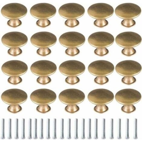 Bouton de Porte Laiton 20 Pièces Vintage Laiton Poignées Boutons de Meuble Boutons Porte de Tiroir Poignée de Meuble Bouton de Meuble Vintage pour Tiroir Armoire Meuble Cuisine de Placard (1/4)
