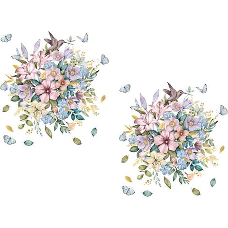 WC Sitzaufkleber mit Blumenmuster aus PVC 2 abnehmbare Bögen