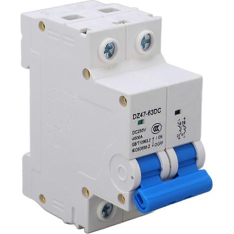 Disjoncteur DC photovoltaïque 2P 50A 250V, pouvoir de coupure 4kA, boîtier ignifuge, protection modulaire pour installation solaire, disjoncteur miniature à air. (1/5)