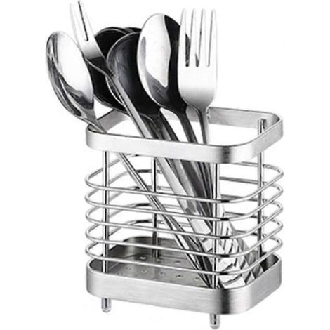 Égouttoir à vaisselle, étagère de rangement pour évier de cuisine, organisateur d'évier en acier inoxydable, porte-éponge antirouille, petit format. (1/5)