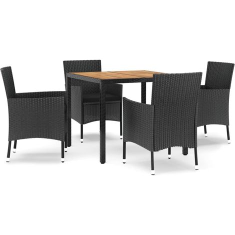 Maison Exclusive - 5-tlg. Garten-Essgruppe mit Kissen Schwarz Pol