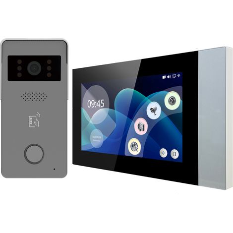 Interphone Vidéo avec Écran Tactile LCD 7 Pouces, Caméra de Vision Nocturne Infrarouge et Système Surveillance Bidirectionnelle (1/5)