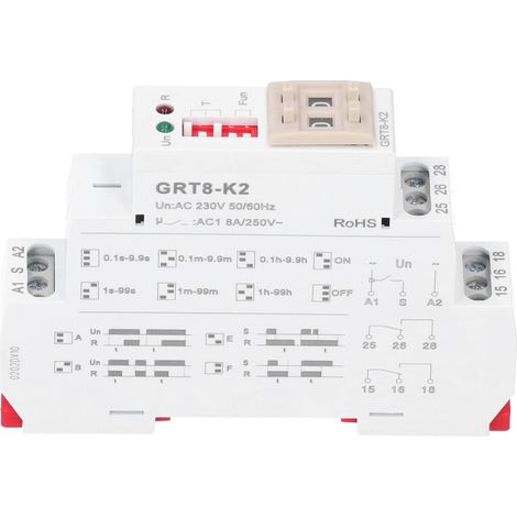 Relais temporisé AC230 50/60HZ, 2 ouverture et fermeture, 4 Modes de retard, plage 0.1s -99h, haute précision GRT8-K2 (1/5)