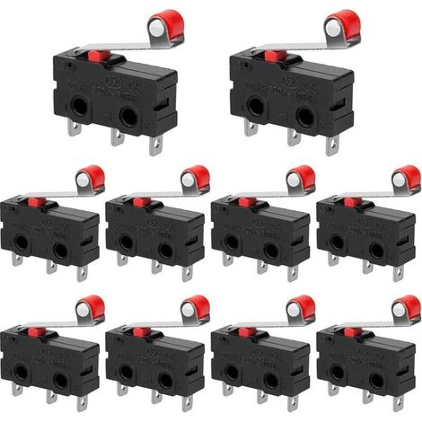 Packung mit 10 Mikro-Endschaltern, Rollenhebelschaltern, AC 250V 5A SPDT 1NO 1NC Mini-Momentanschaltern