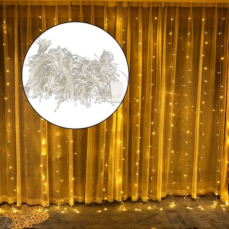 Rideau lumineux 6 x 3 m pour usage domestique, lumière blanc chaud (1/5)