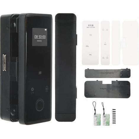 Serrure connectée pour porte vitrée Serrure biométrique sans fil à empreinte digitale et code Accès sécurisé en alliage d'aluminium Installation facile sans perçage pour verre 12mm (1/5)