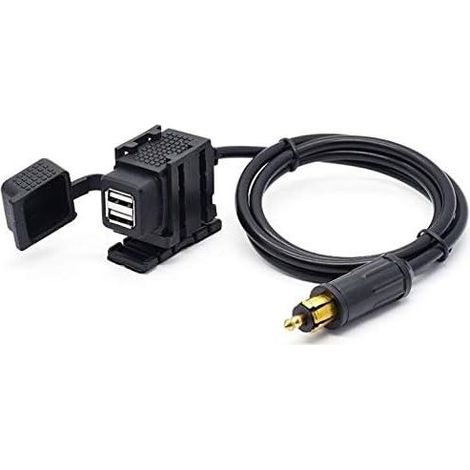 Adaptador de corriente para motocicleta Hella con doble puerto USB DIN de 2,1 A con cable de 1,8 m para teléfono/iPhone/GPS/navegador GPS (1/3)