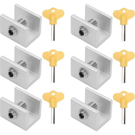 Lot de 10 verrous de sécurité pour fenêtres coulissantes en aluminium, réglables et faciles à installer, avec clés. (1/5)