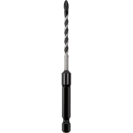 Foret Maçonnerie et Carrelage 4mm x 105mm, Pointe Flèche Carbure Impact, Emmanchement Hex 1/4 Pouce Quick-Lock, Pour Brique Béton Parpaing Faïence, Visseuse à Choc Pro, T3115 040 (1/5)