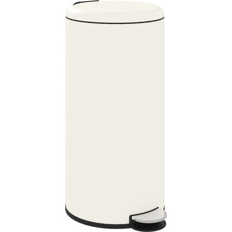 Cubo de basura de 30 L con pedal y tapa, cubeta interior, 36 x 30 x 63,5 cm, marfil (1/5)