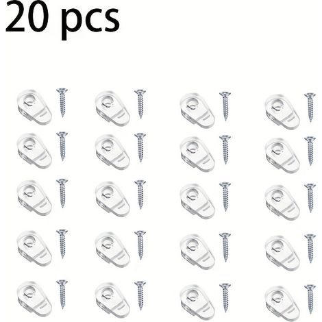 Kit de 20 clips de fixation pour vitres avec vis, clips en plastique pour portes d'armoires vitrees, fenetres et miroirs, convient au verre de 4 mm, fixation simple des panneaux de verre (1/5)