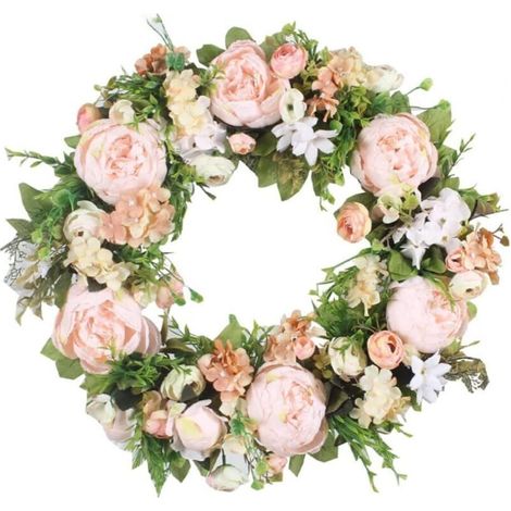 Runder, spitz zulaufender Blumenkranz – für Haustür, Hochzeit, Wanddekoration (1/4)
