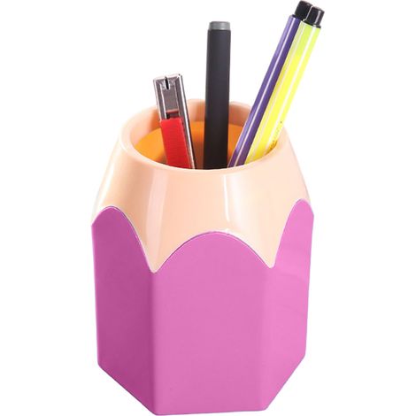 Porte-crayon en forme de crayon, pot à stylos bicolore, vase organiseur de bureau, décoration pour bureau et maison (1/5)