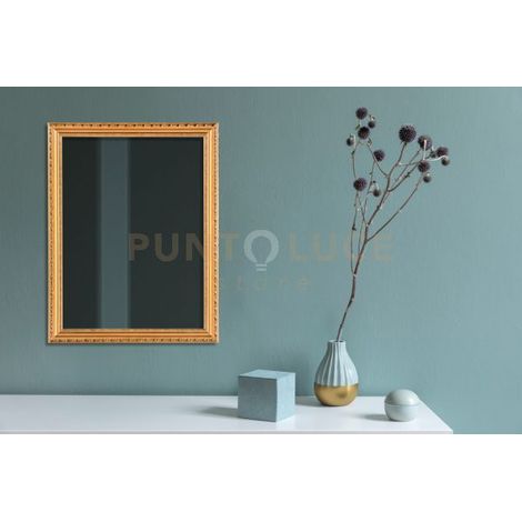 LORELEY SPECCHIO DA PARETE CON CORNICE LAVORATA CON GANCI X INSTALLAZIONE ORIZZONTALE E VERTICALE 34X45CM ORO