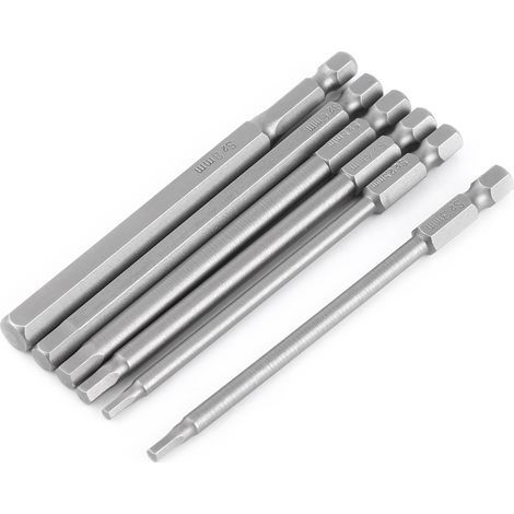 6-teiliges Set aus 100 mm langen magnetischen Schraubendreherbits mit Sechskantköpfen und 1/4"-Schaft zum Schrauben (1/5)