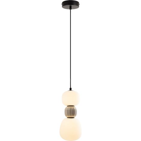 Lampada a sospensione tripla vetro nero/grigio LED 13W (1/3)