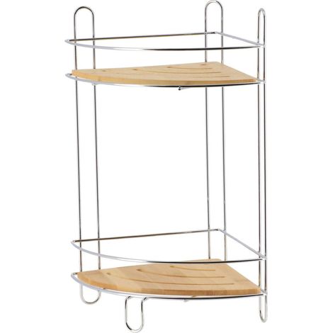 Scaffale angolare in filo di bambù a 2 livelli - bambù cromato - Tendance