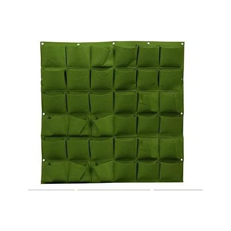 36 Poches Sac à Plantes Mural en Feutre Sac de Plantation Vertical Pot de Fleurs Mural Décoration Suspendue pour Jardin Balcon décoration d'intérieur et d’extérieur(Green) (1/5)