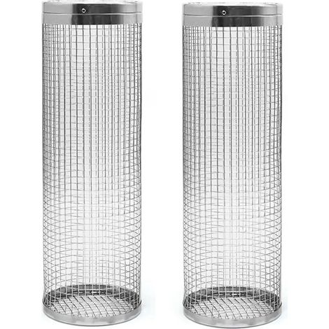 Filiyano-Lot de 2 paniers à griller à roulettes - Le meilleur panier à griller qui soit, filet rond en acier inoxydable noir (1/5)