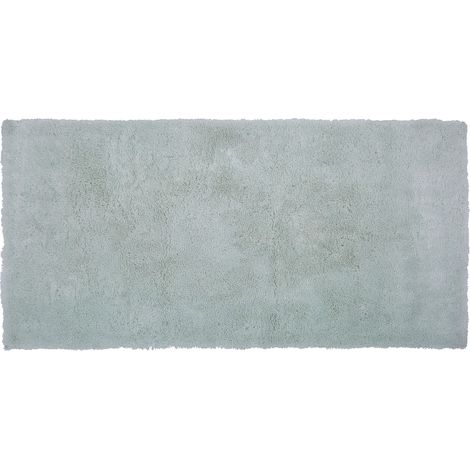 Alfombra verde menta 80 x 150 cm poliéster hecho a mano pelo largo Evren