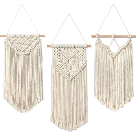 Lot de 3 tentures murales en macramé -Petites tapisseries tissées Décoration murale -Belle pour décoration d'intérieur bohème Appartement pour chambre d'enfant Décoration de fête (1/5)