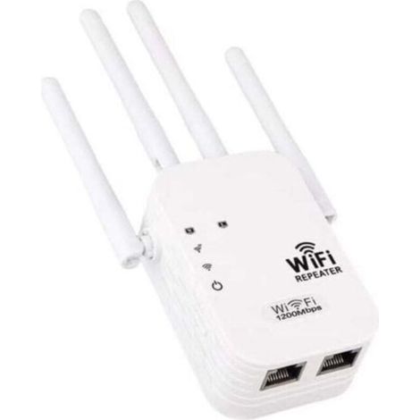 WiFi repeater power, 1200 Mbps, WiFi amplifier power, dual band 5 GHz and 2.4 GHz, WiFi extender with WPS and mode 4, up to 120 m², compatible with all Internet boxes (1/4)