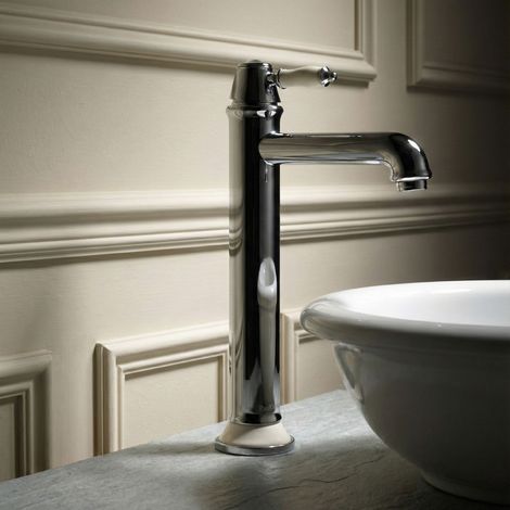 PaulGurkes Armatur für Aufsatzwaschbecken Nostalgie Retro Landhausstil Lang Keramik