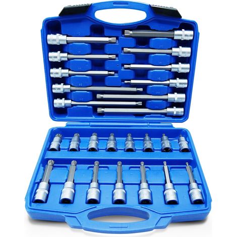 26 Clé à douille, Embout XZN multiple, Acier au vanadium S2, M5-M16, Pour mécanique automobile