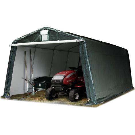TOOLPORT Tendone Garage 3,3 x 6,2 m verde scuro, Costruzione Stabile in Acciaio con Telo PE Garage per Bicicletta