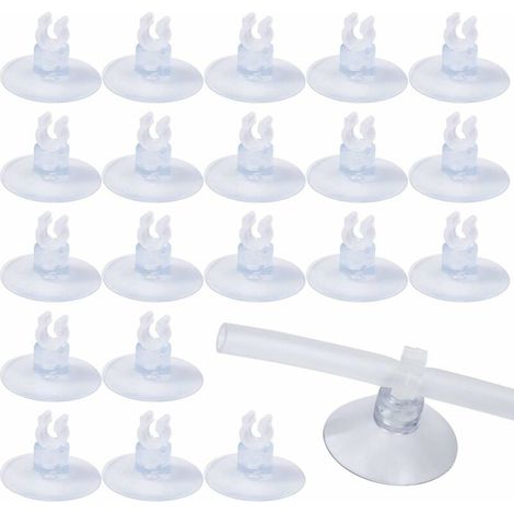 DEESSE SHOP - Lot de 20 ventouses transparentes pour aquarium, 5 mm avec pinces pour support de tube, pinces pour ventouses pour poissons d'aquarium, pompe à air (1/5)