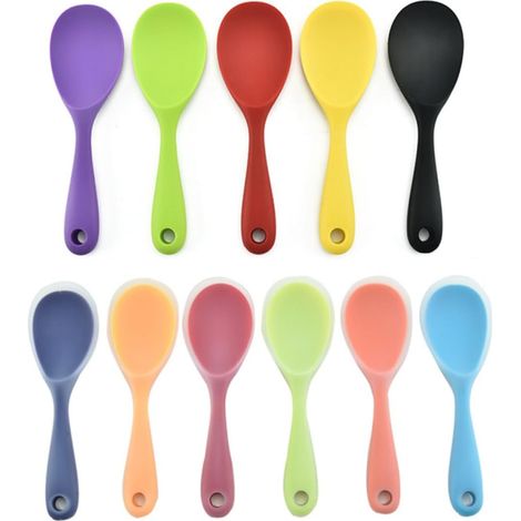 2 cuillères riz silicone orange antiadhésives, spatules légères résistantes, protection batterie cuisine (1/5)