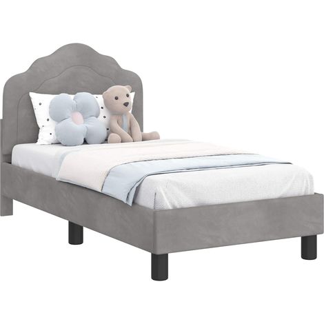 Toddler Bed Frame with Headboard Light Grey 70 x 140 cm Velvet vidaXL