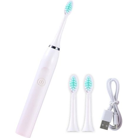 Brosse à dents électrique ultrasonique avec 3 têtes de brosse pour adultes, autonomie de 180 jours avec une seule charge, 5 modes, puissance de 19 800 VPM.-AquaForge
