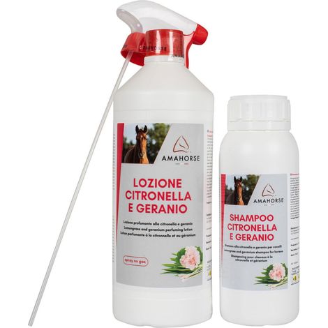 Kit anti insetti lozione citronella e geraneo 1000 ml e shampoo citronella 500 ml