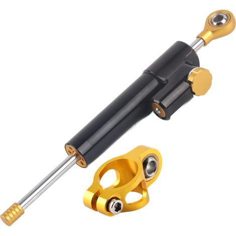 Universal Motorcycle Handlebar in Aluminum Alloy, Steering Damper Stabilizer, High Performance Safety Control for Motorcycles, Sports Cars and Street Bikes, Black, Gold, (BLACK) (1/4)