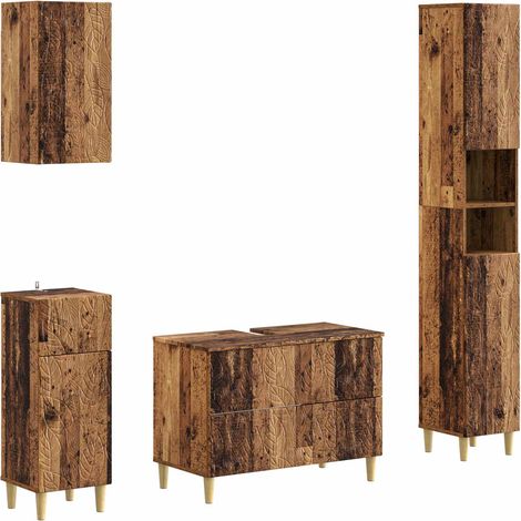 Maison Exclusive - Set di Mobili da Bagno da 4 Pezzi DELFT Legno antico (1/5)