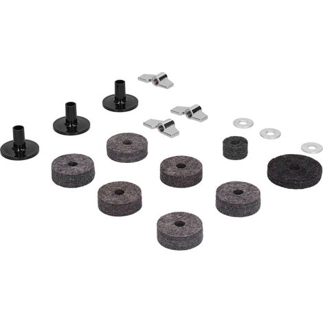 18PCS accessoires de remplacement pour cymbales, embrayage HiHat, feutres, manchons, base, écrous papillon, rondelles gris (1/5)