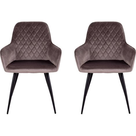 Lot de 2 fauteuils repas 65x57x87 cm en velours taupe - NYLA