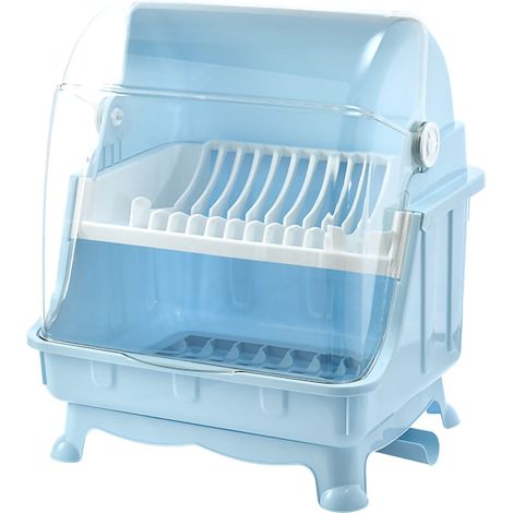 Égouttoir à couverts avec couvercle, boîte de rangement multifonctionnelle pour vaisselle de cuisine, bleu