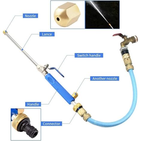 Hydro Jet Power Washer, High Pressure Water Gun, Pistolet a Eau Haute Pression Avec Buse, Lance à Eau Haute Pression pour Tuyau d'Arrosage, Nettoyeur Haute Pression pour Tuyau Arrosage (1/4)