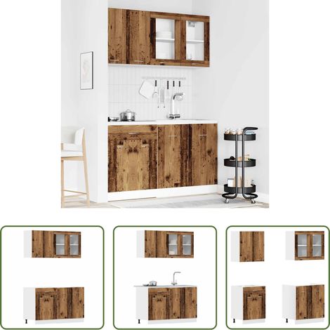 vidaXL Meubles de cuisine 4 pièces - Ensemble de 4 meubles de cuisine "Lyon" en bois d'ingénierie vieilli (1/5)