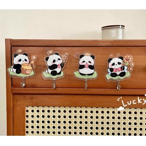 Ensemble de 4 crochets muraux porte-serviettes panda en acier inoxydable pour salle de bain (1/5)