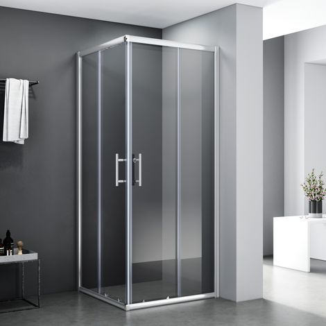 SONNI Duschkabine 75x90 Eckeinstieg Dusche Duschabtrennung Schiebetür mit Schnellfreigabefunktion ESG 195cm