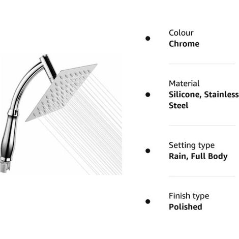 Pommeau Douche Carrée Haute Pression, Chromé universel (1/5)