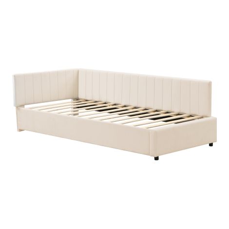 Polsterbett Schlafsofa  Multifunktionsbett mit 2 großen Stauraumschubladen und Lattenrost hautfreundlicher Samtstoff